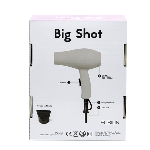FUSION BIG SHOT TRAVEL HAIR DRYER IN LIGHT GRAY