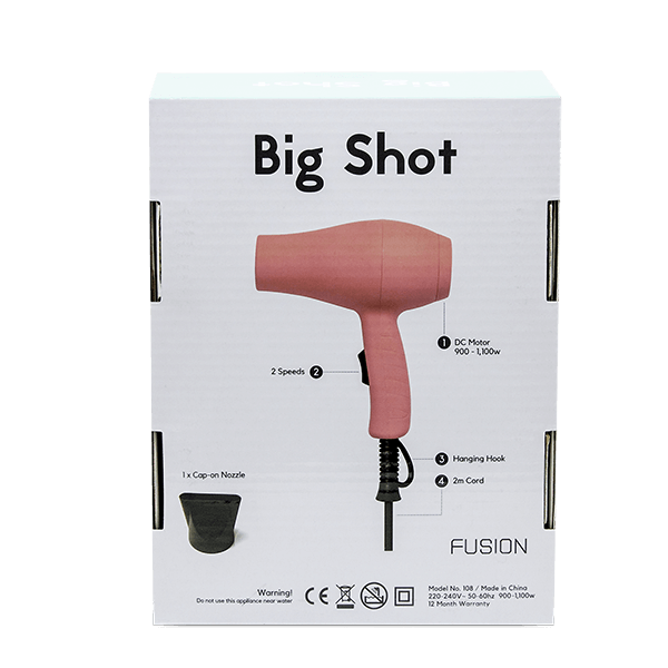 FUSION BIG SHOT TRAVEL HAIR DRYER IN CORAL PINK