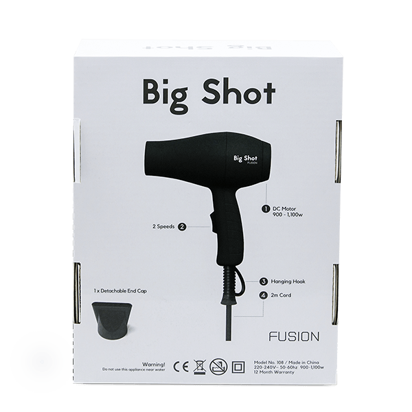 FUSION BIG SHOT TRAVEL HAIR DRYER IN BLACK