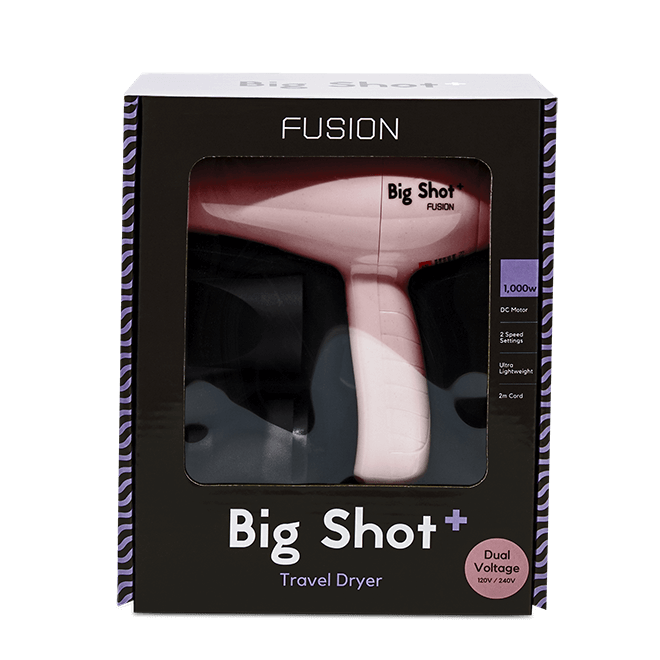 FUSION BIG SHOT TRAVEL HAIR DRYER with DIFFUSER IN BABY PINK
