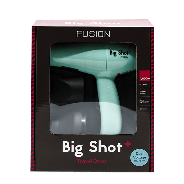 FUSION BIG SHOT TRAVEL HAIR DRYER with DIFFUSER IN BABY BLUE