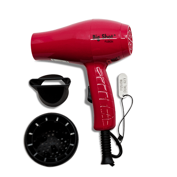 FUSION BIG SHOT TRAVEL HAIR DRYER with DIFFUSER IN RED