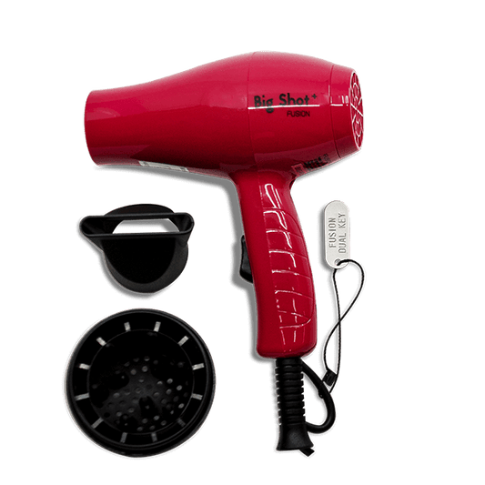 FUSION BIG SHOT TRAVEL HAIR DRYER with DIFFUSER IN RED