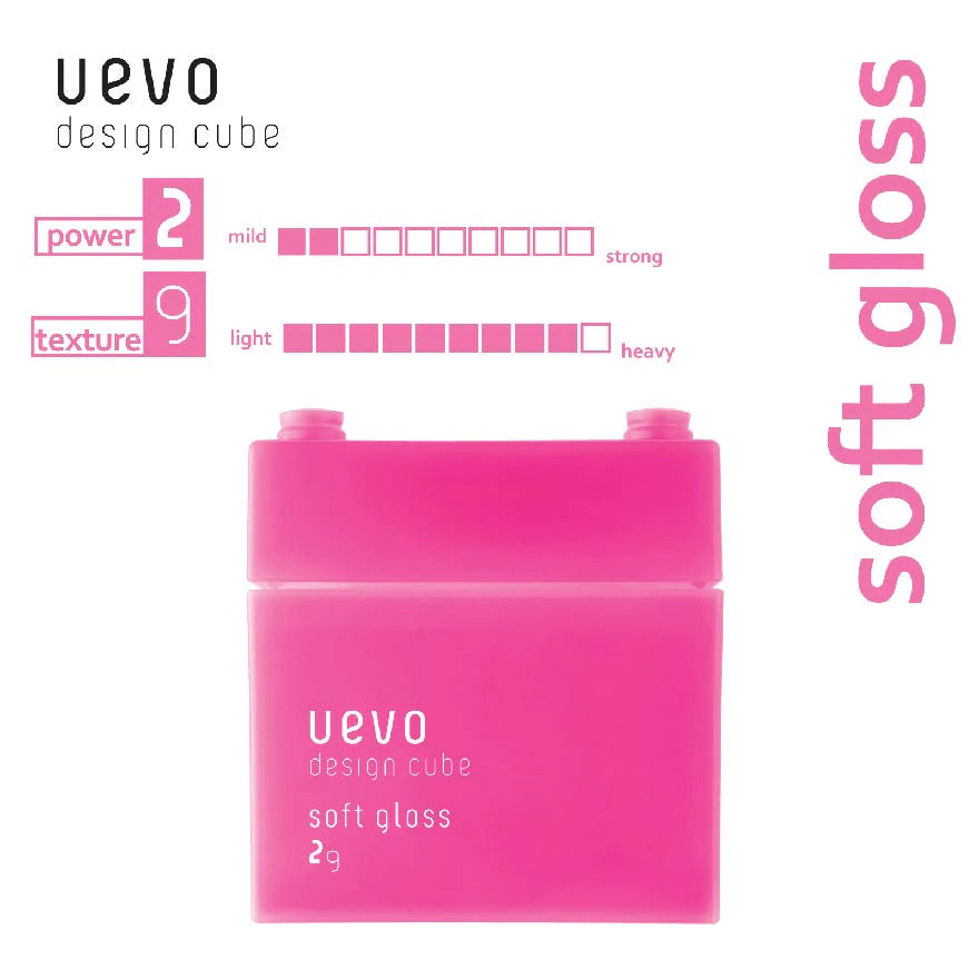 Uevo Design Cube Soft Gloss (For Loose Curls And Short Hair) 80g MADE IN JAPAN